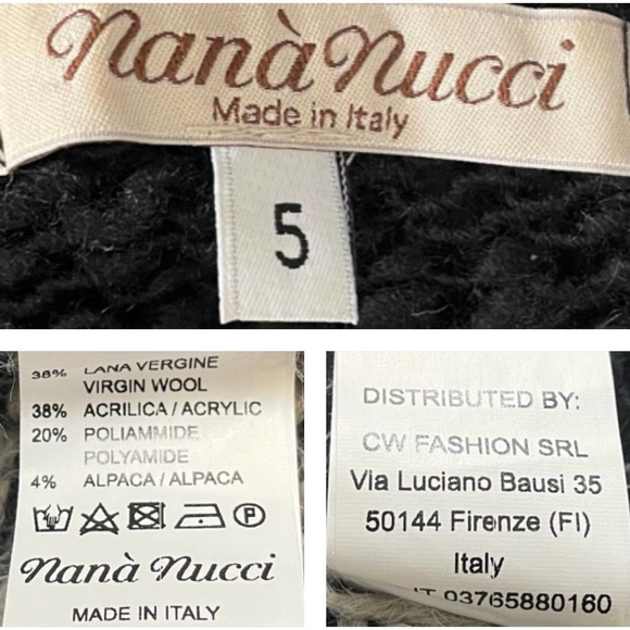 Nana Nucci Italy Black White Striped Cardigan Sweater Wool Alpaca - Picture 4 of 5
